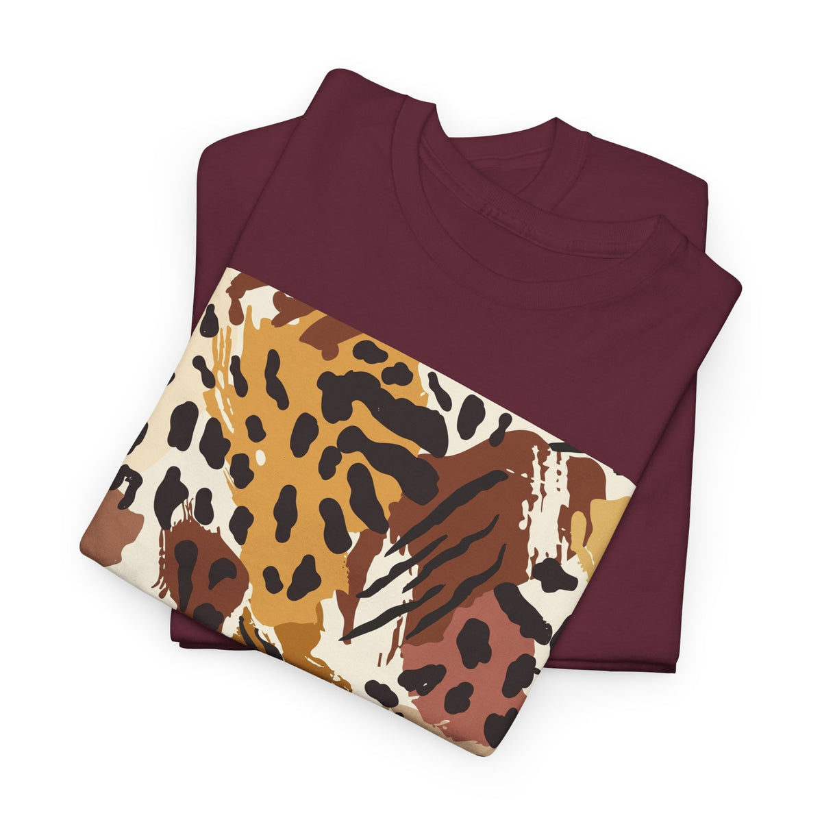 Animal Print Square Graphic Tee — Leopard & Zebra Patchwork T-Shirt