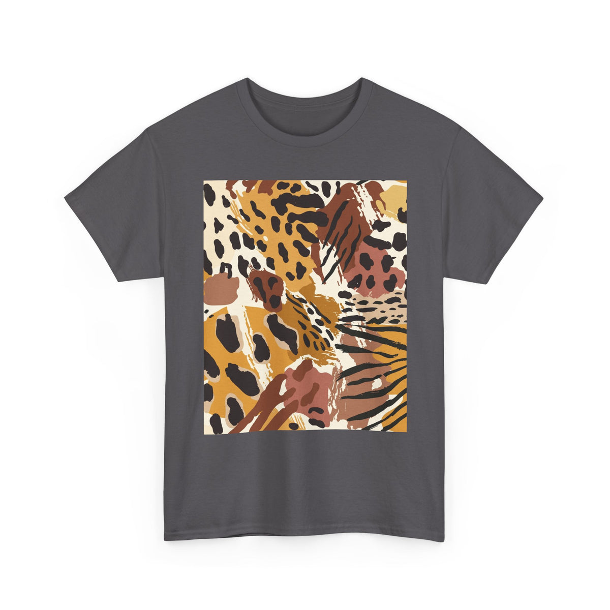 Animal Print Square Graphic Tee — Leopard & Zebra Patchwork T-Shirt
