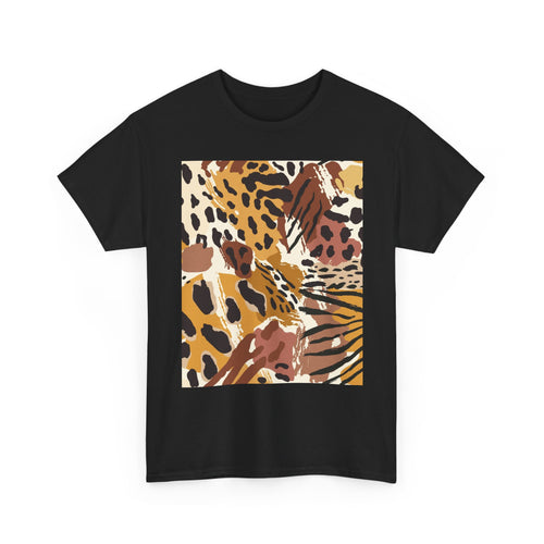 Animal Print Square Graphic Tee — Leopard & Zebra Patchwork T-Shirt
