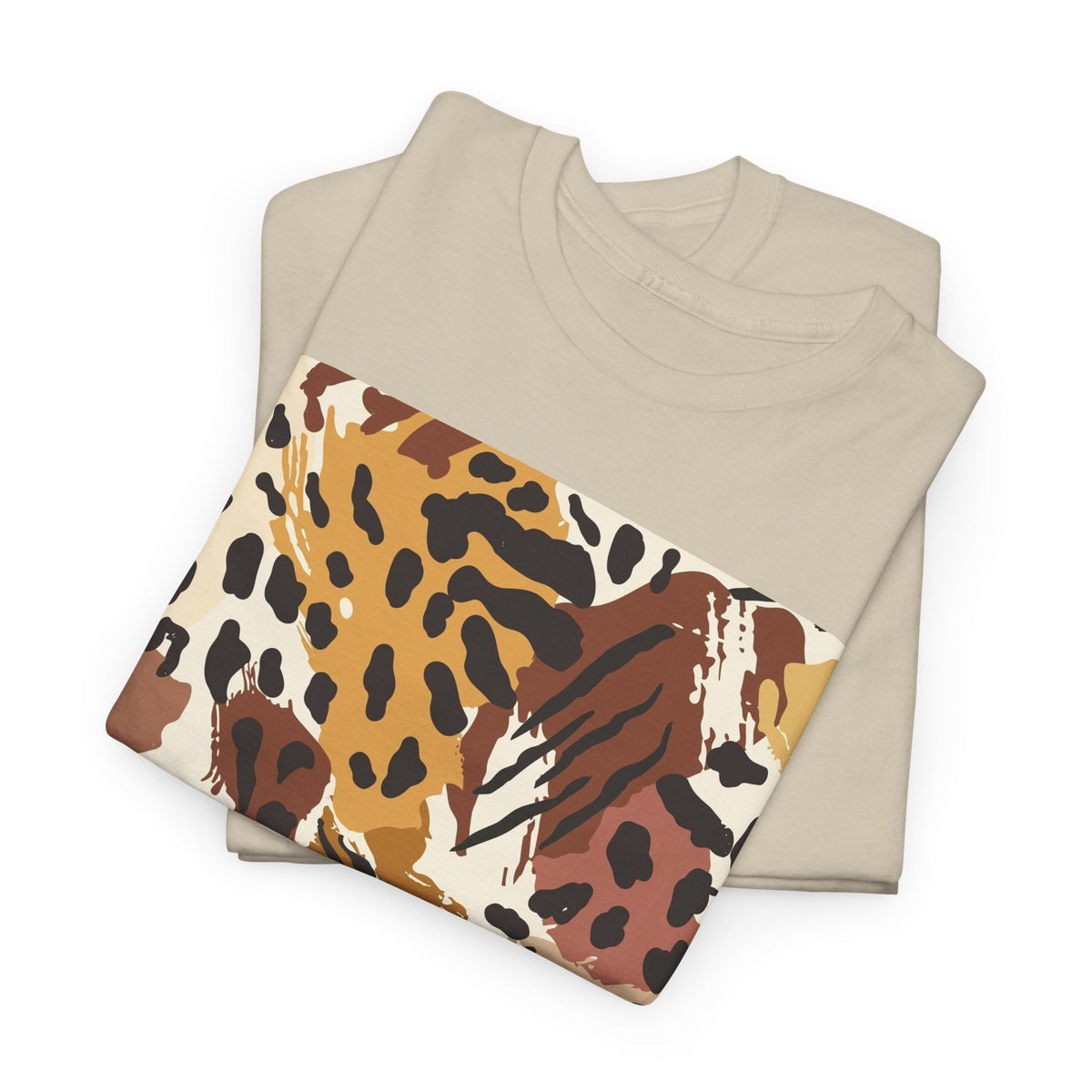 Animal Print Square Graphic Tee — Leopard & Zebra Patchwork T-Shirt