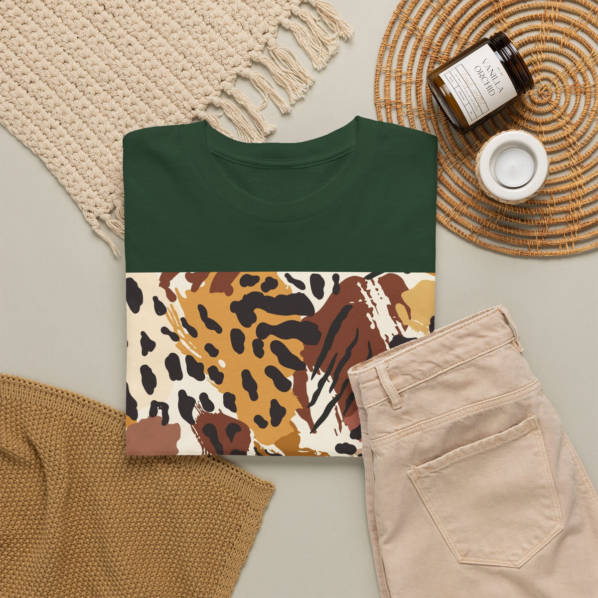 Animal Print Square Graphic Tee — Leopard & Zebra Patchwork T-Shirt