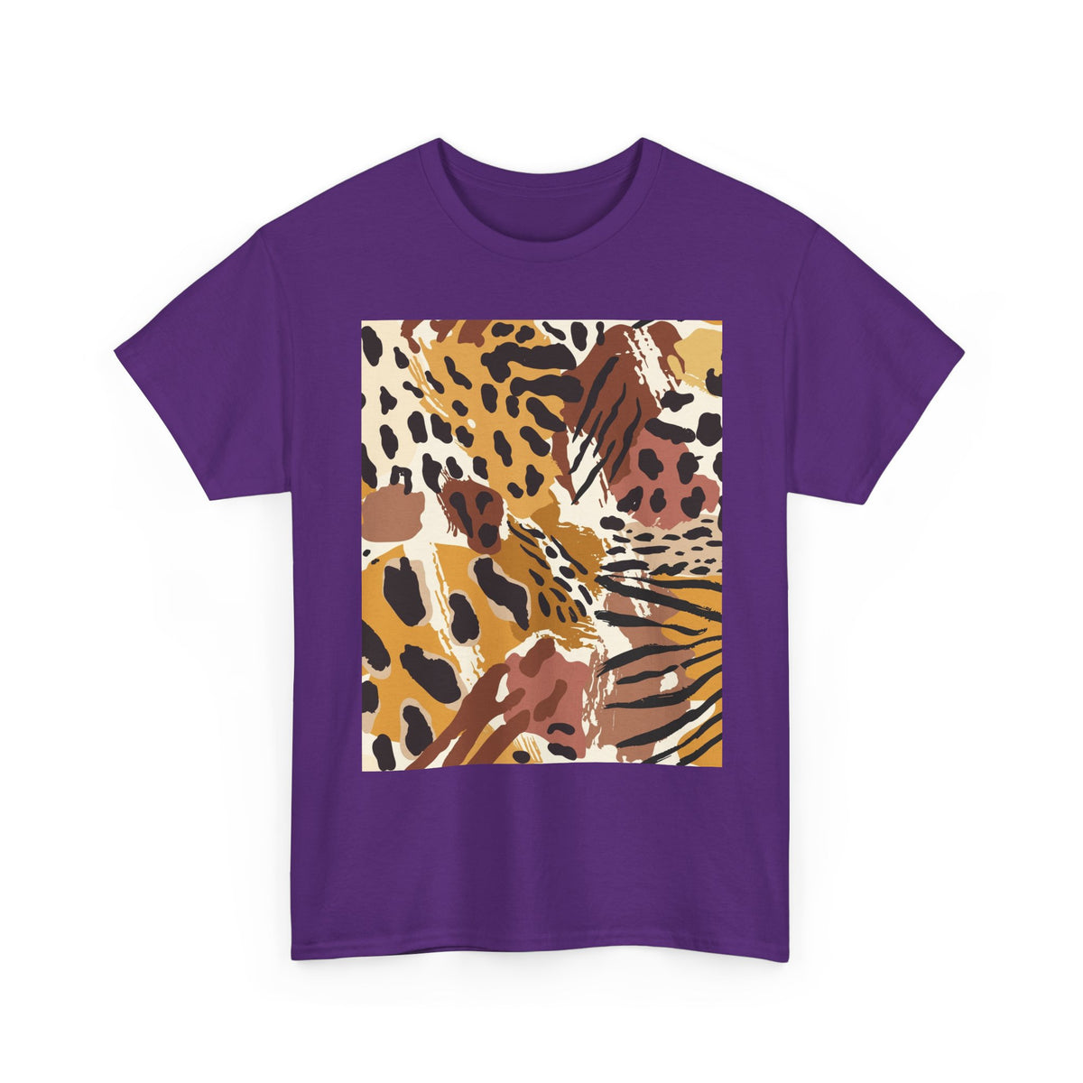 Animal Print Square Graphic Tee — Leopard & Zebra Patchwork T-Shirt
