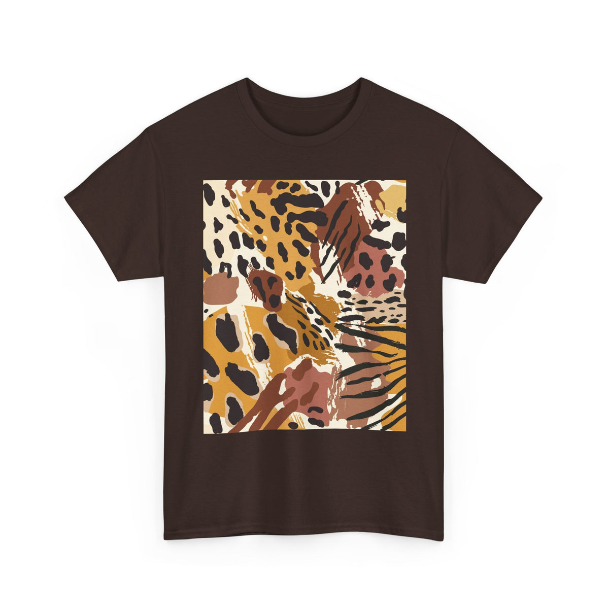 Animal Print Square Graphic Tee — Leopard & Zebra Patchwork T-Shirt