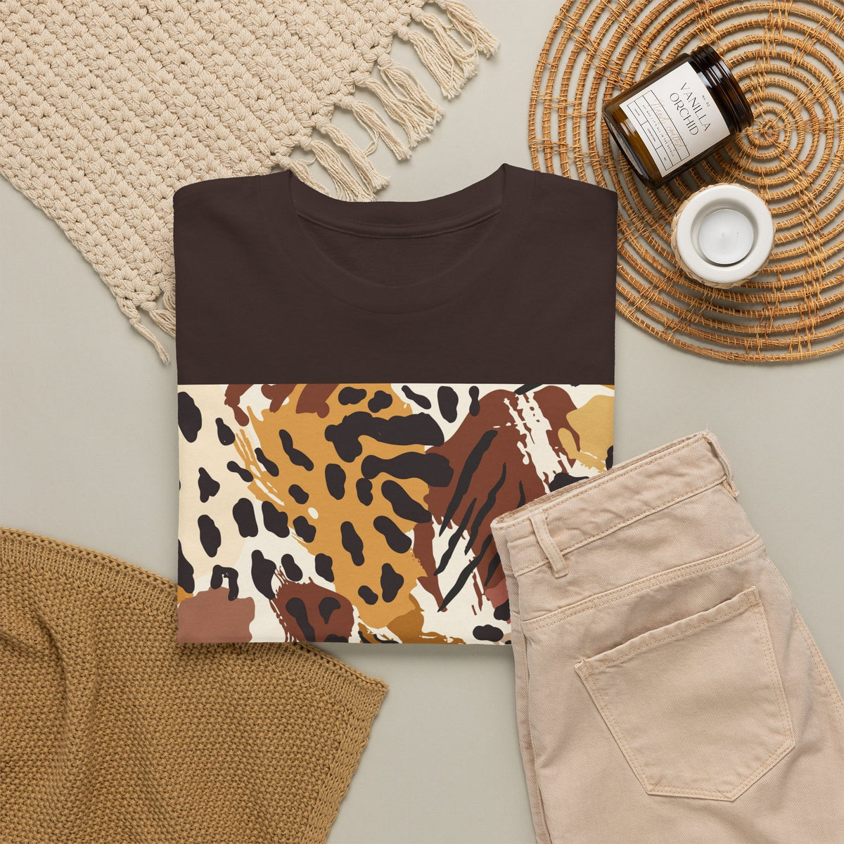 Animal Print Square Graphic Tee — Leopard & Zebra Patchwork T-Shirt