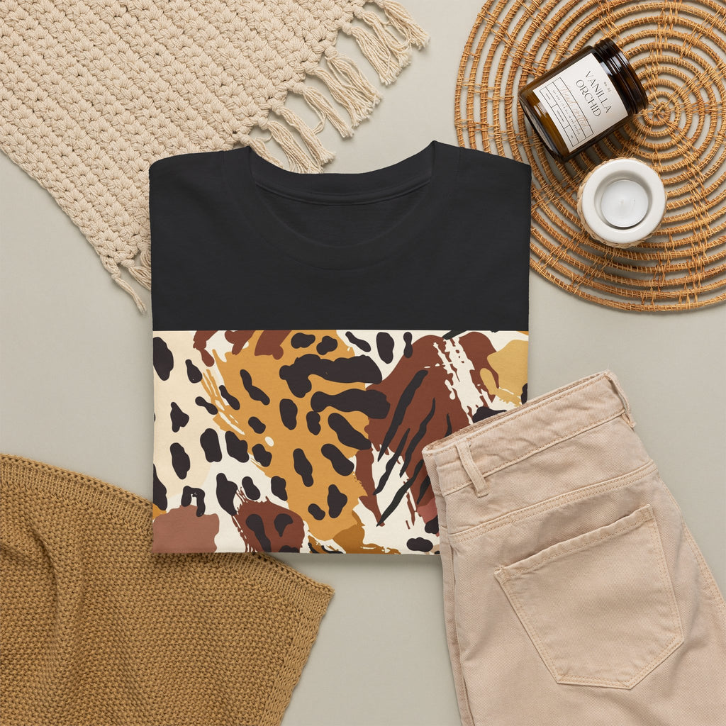 Animal Print Square Graphic Tee — Leopard & Zebra Patchwork T-Shirt