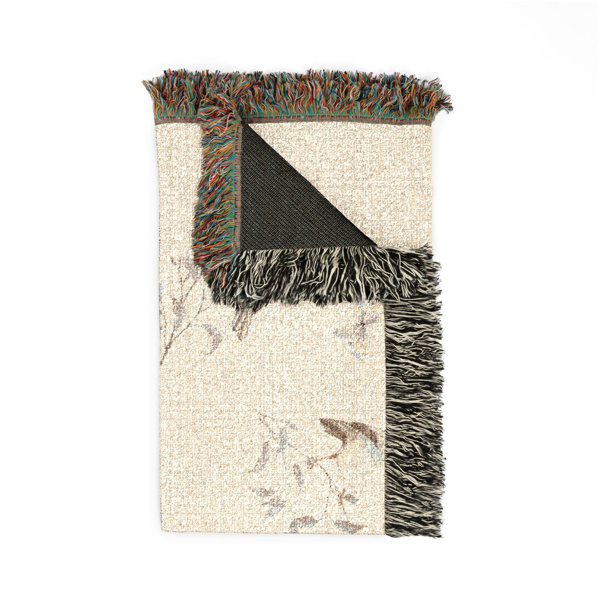 Birds & Blossoms Woven Blanket — Floral Bird Pattern Throw