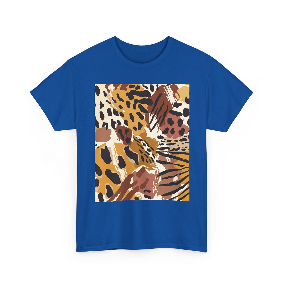 Animal Print Square Graphic Tee — Leopard & Zebra Patchwork T-Shirt
