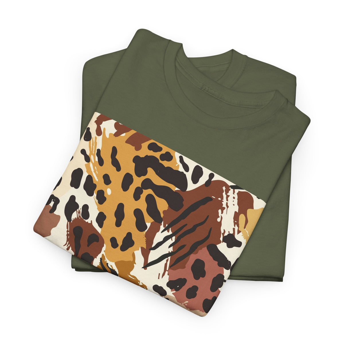 Animal Print Square Graphic Tee — Leopard & Zebra Patchwork T-Shirt