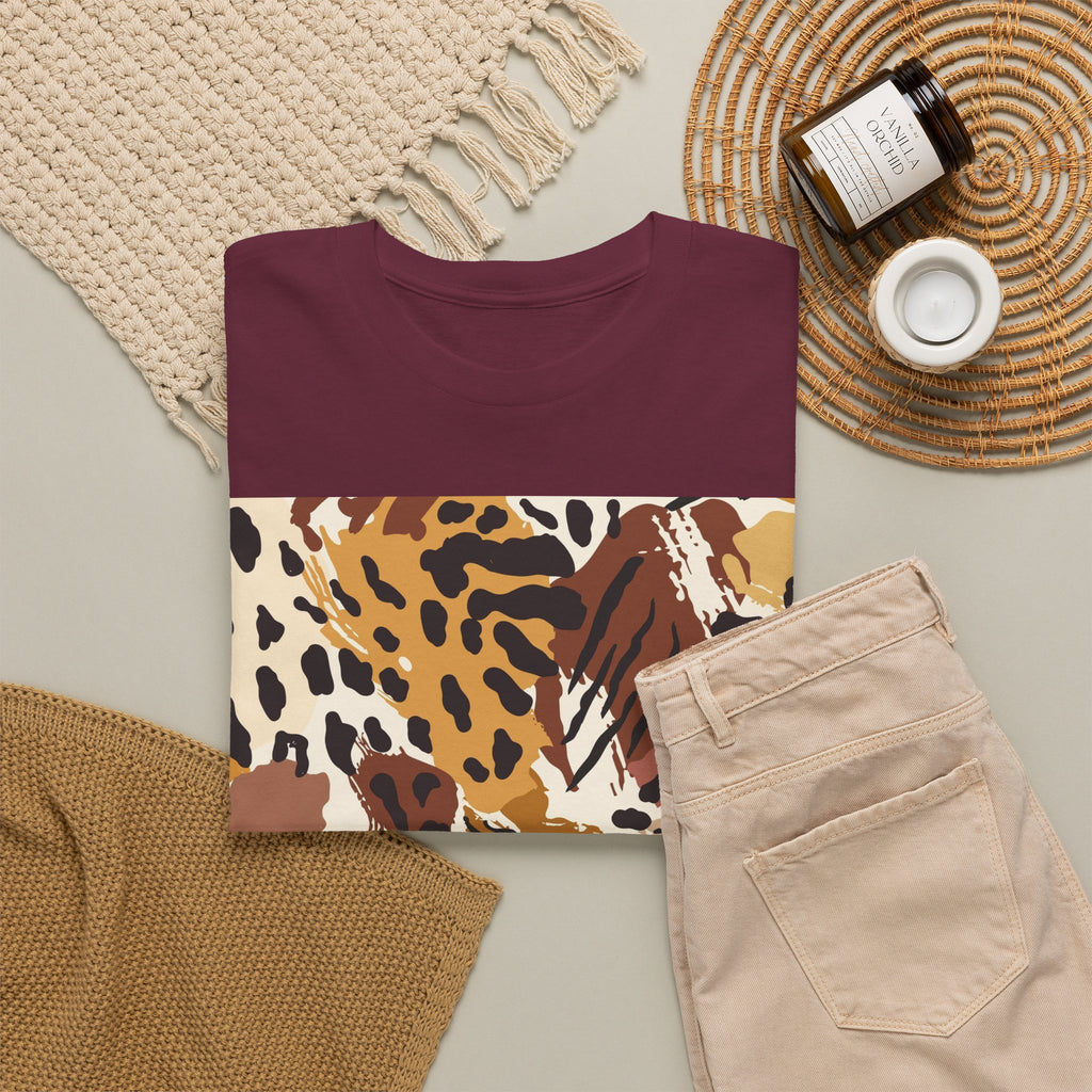 Animal Print Square Graphic Tee — Leopard & Zebra Patchwork T-Shirt