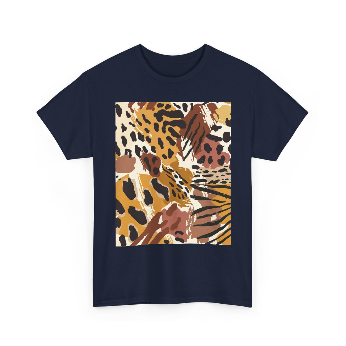 Animal Print Square Graphic Tee — Leopard & Zebra Patchwork T-Shirt