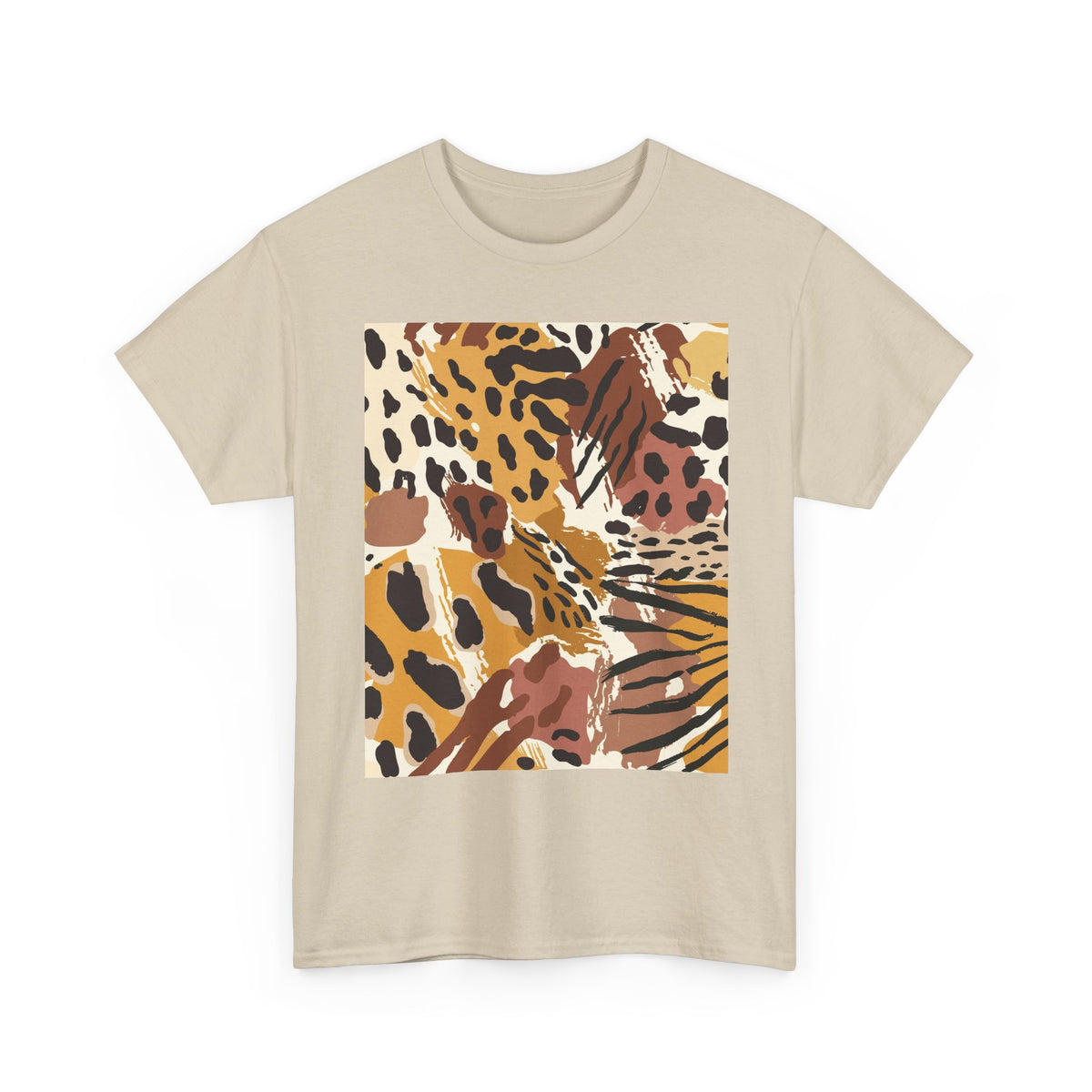 Animal Print Square Graphic Tee — Leopard & Zebra Patchwork T-Shirt