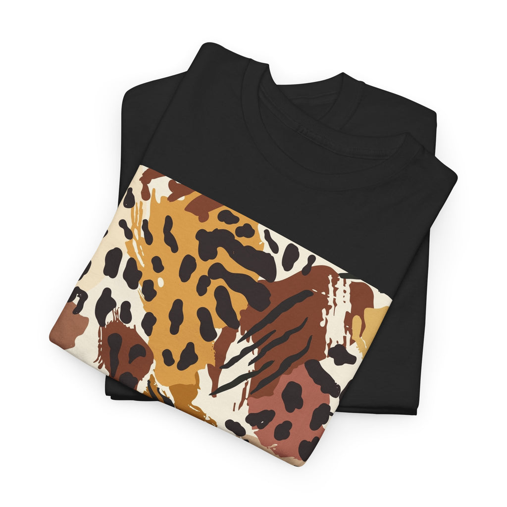 Animal Print Square Graphic Tee — Leopard & Zebra Patchwork T-Shirt