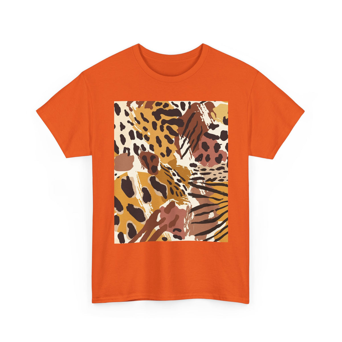 Animal Print Square Graphic Tee — Leopard & Zebra Patchwork T-Shirt