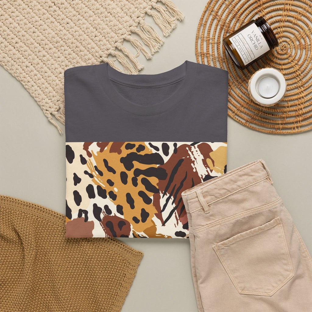 Animal Print Square Graphic Tee — Leopard & Zebra Patchwork T-Shirt