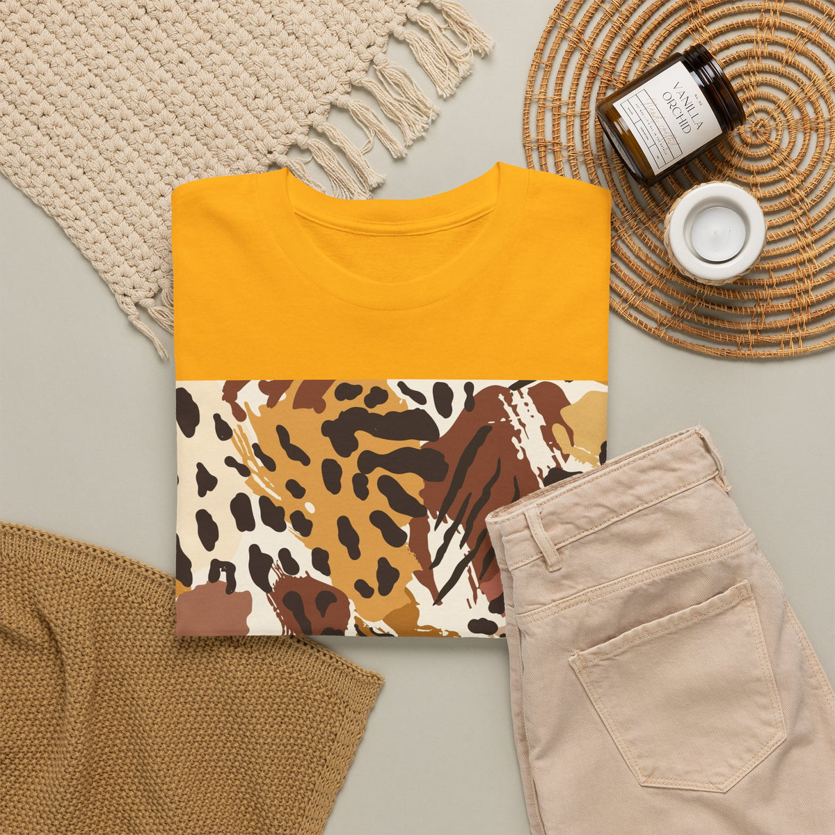 Animal Print Square Graphic Tee — Leopard & Zebra Patchwork T-Shirt