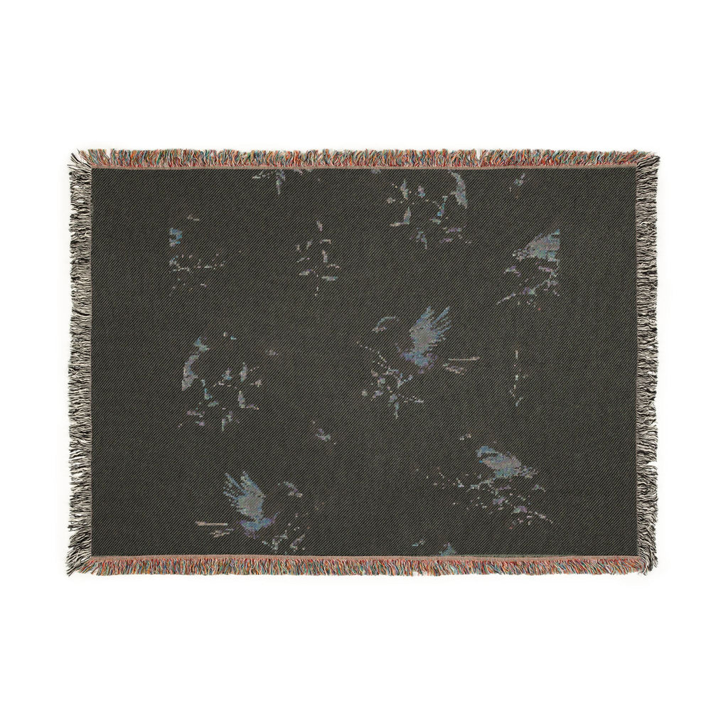 Birds & Blossoms Woven Blanket — Floral Bird Pattern Throw