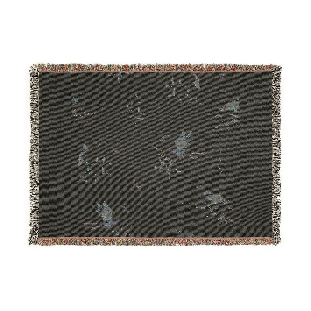 Birds & Blossoms Woven Blanket — Floral Bird Pattern Throw