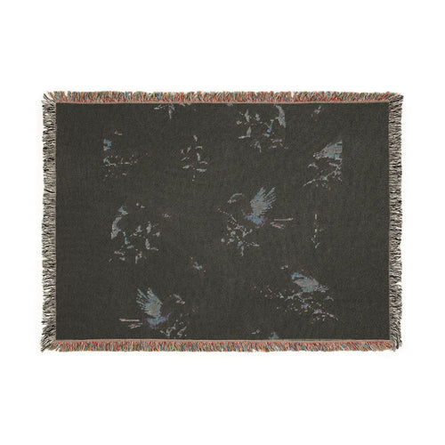 Birds & Blossoms Woven Blanket — Floral Bird Pattern Throw