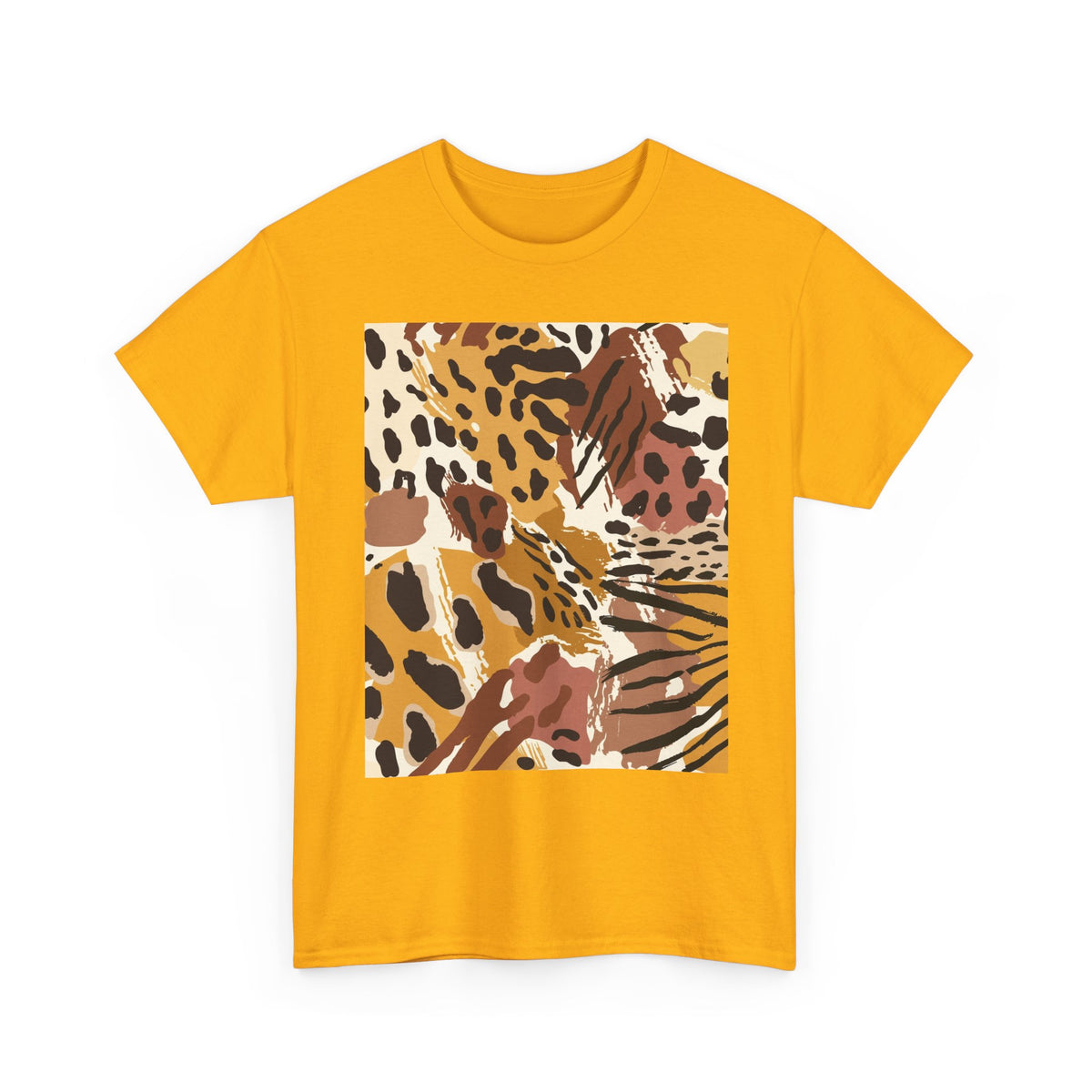 Animal Print Square Graphic Tee — Leopard & Zebra Patchwork T-Shirt