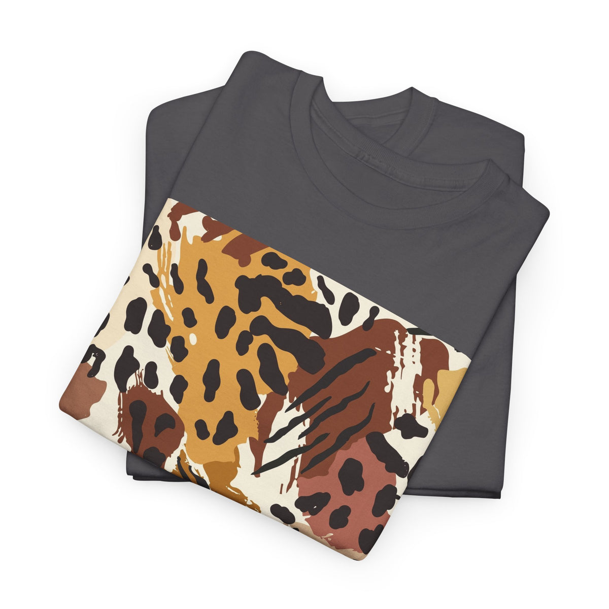 Animal Print Square Graphic Tee — Leopard & Zebra Patchwork T-Shirt