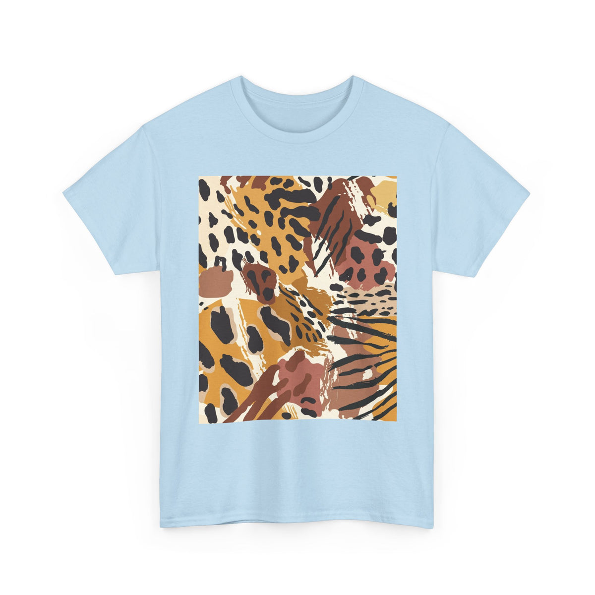 Animal Print Square Graphic Tee — Leopard & Zebra Patchwork T-Shirt