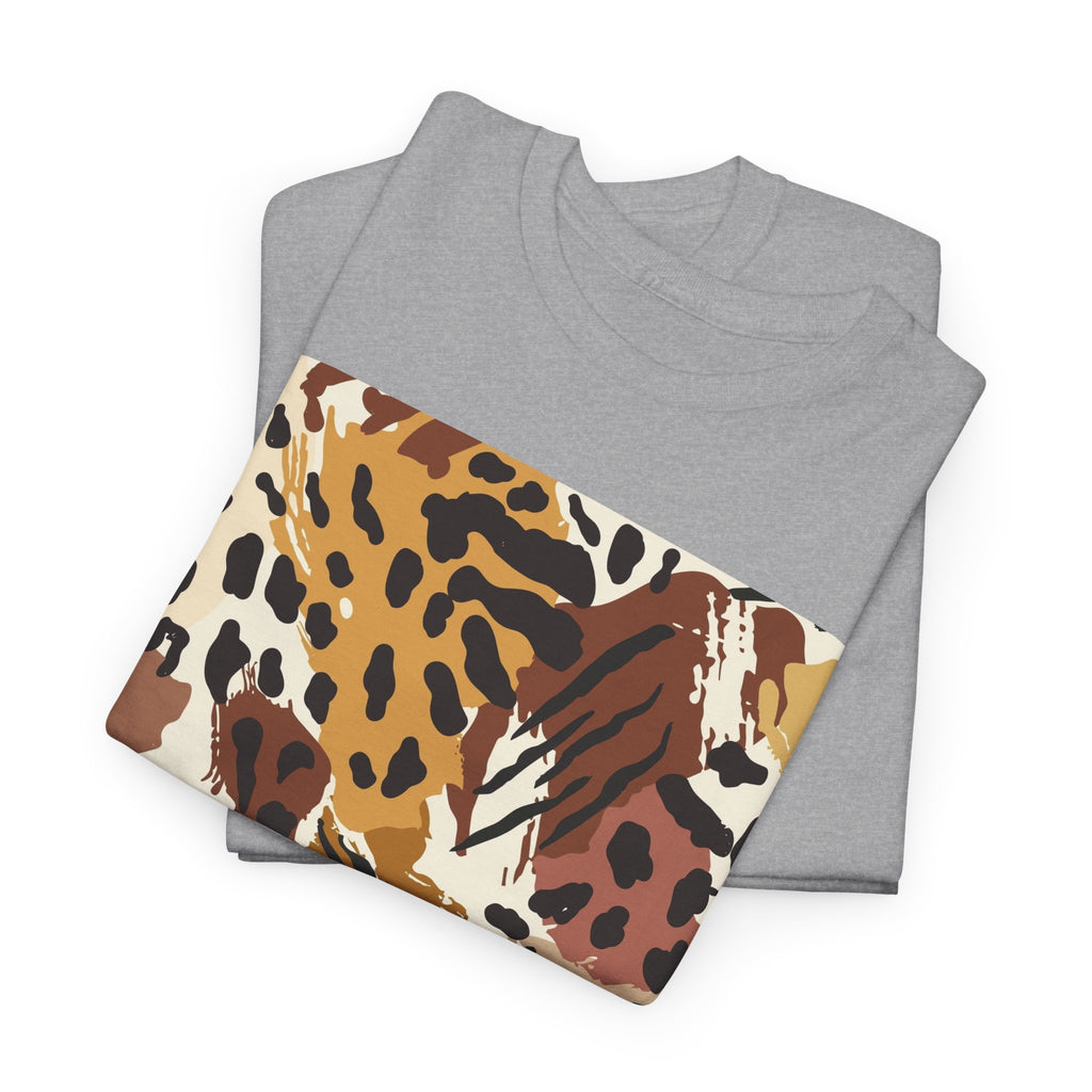Animal Print Square Graphic Tee — Leopard & Zebra Patchwork T-Shirt