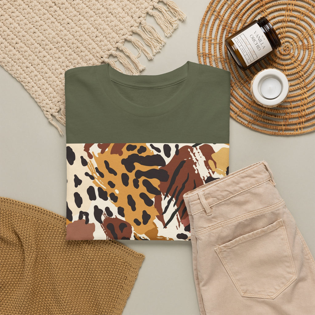 Animal Print Square Graphic Tee — Leopard & Zebra Patchwork T-Shirt