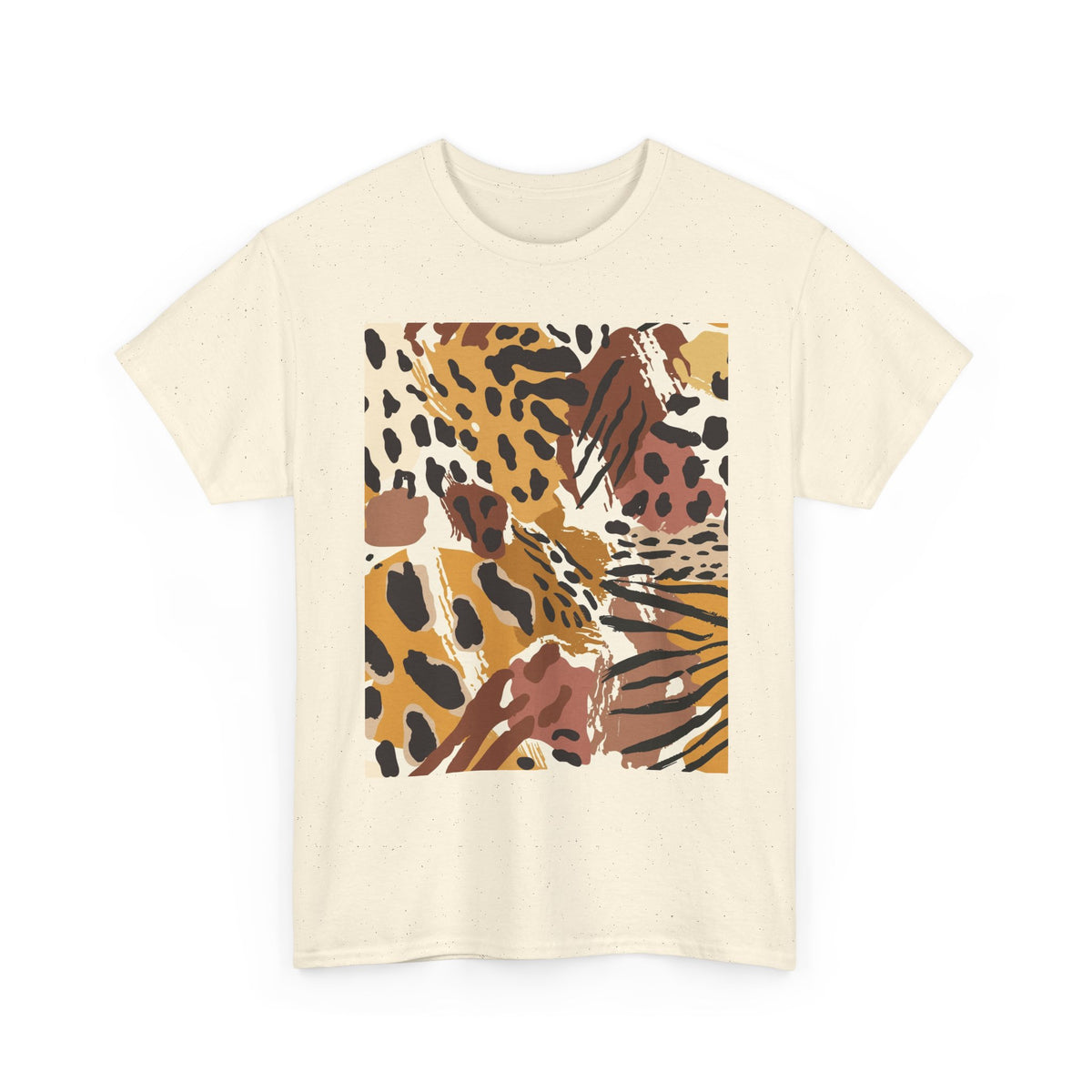 Animal Print Square Graphic Tee — Leopard & Zebra Patchwork T-Shirt