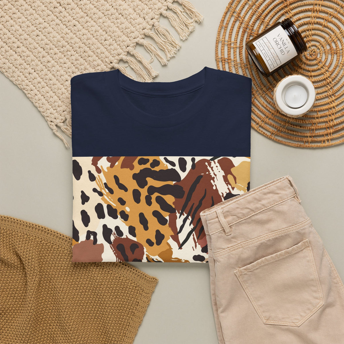 Animal Print Square Graphic Tee — Leopard & Zebra Patchwork T-Shirt