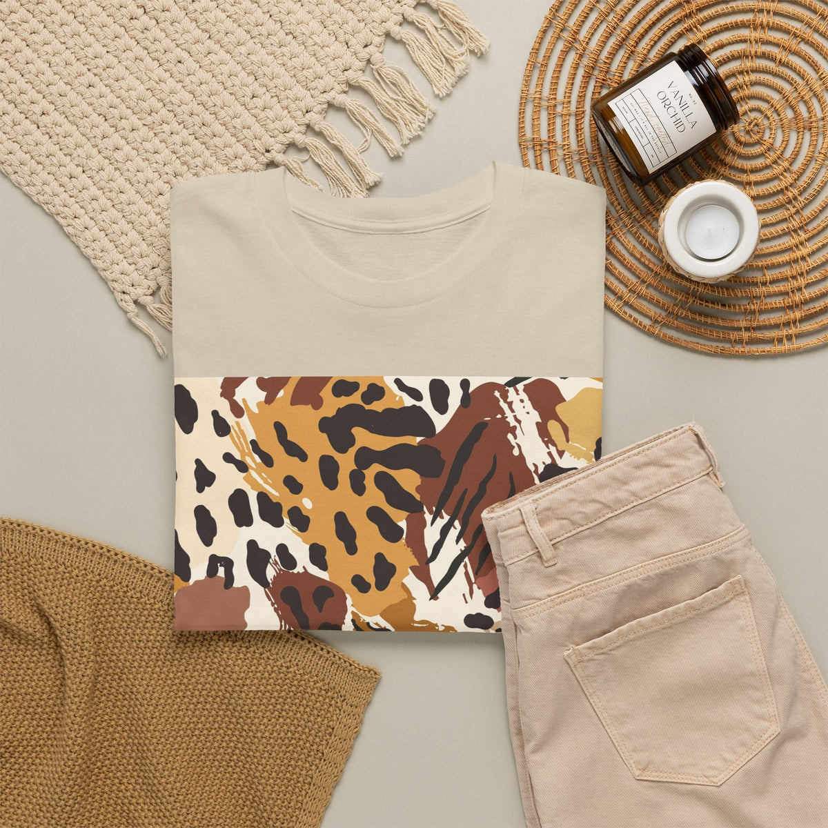 Animal Print Square Graphic Tee — Leopard & Zebra Patchwork T-Shirt