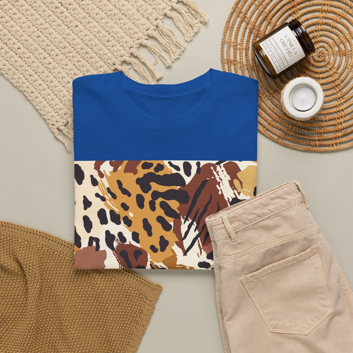 Animal Print Square Graphic Tee — Leopard & Zebra Patchwork T-Shirt