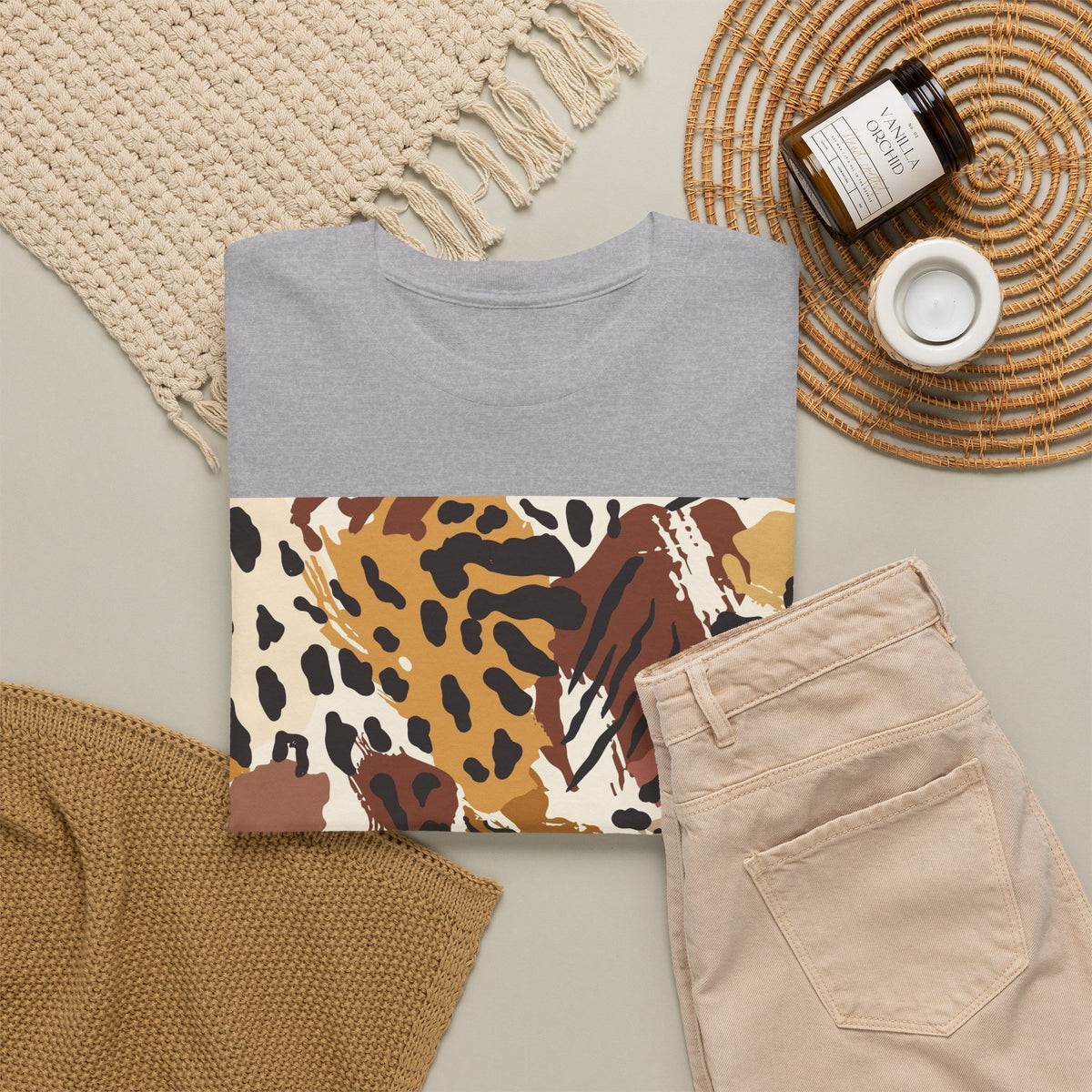 Animal Print Square Graphic Tee — Leopard & Zebra Patchwork T-Shirt