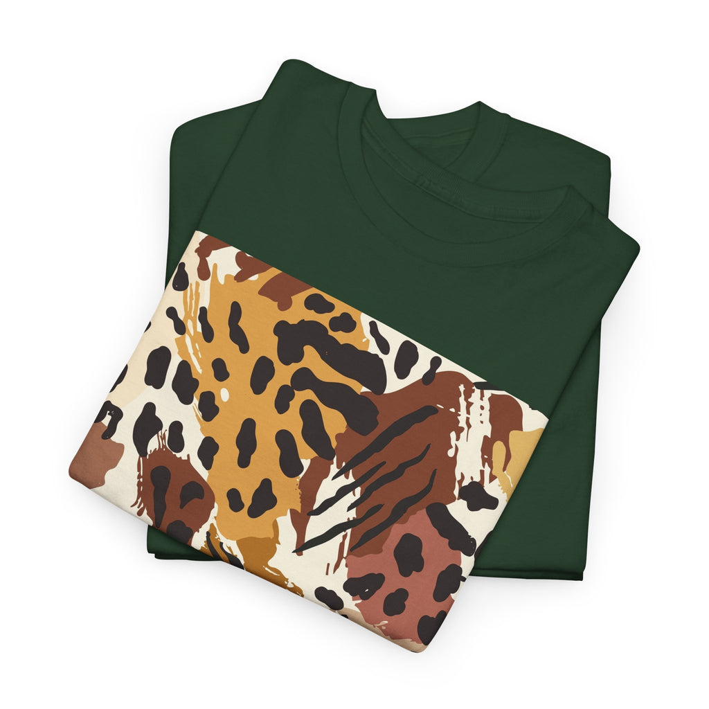 Animal Print Square Graphic Tee — Leopard & Zebra Patchwork T-Shirt