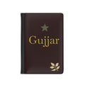 Gujjar Personalized Passport Cover - Leather Travel ID Holder with Star & Leaf Design
