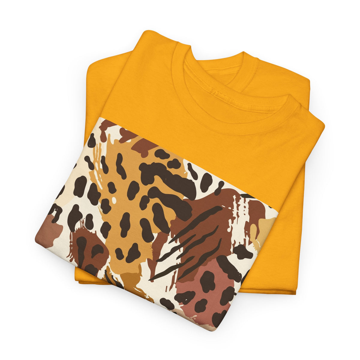 Animal Print Square Graphic Tee — Leopard & Zebra Patchwork T-Shirt