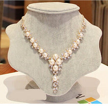 Load image into Gallery viewer, simulated pearl pendant gold choker Necklace statement jewelry for women