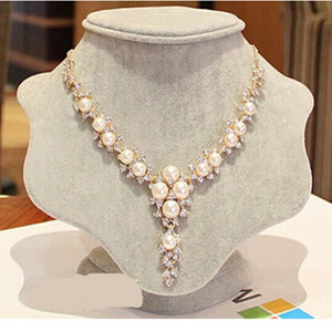 simulated pearl pendant gold choker Necklace statement jewelry for women