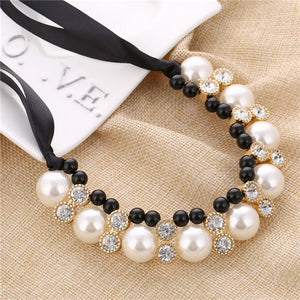 simulated pearl pendant gold choker Necklace statement jewelry for women