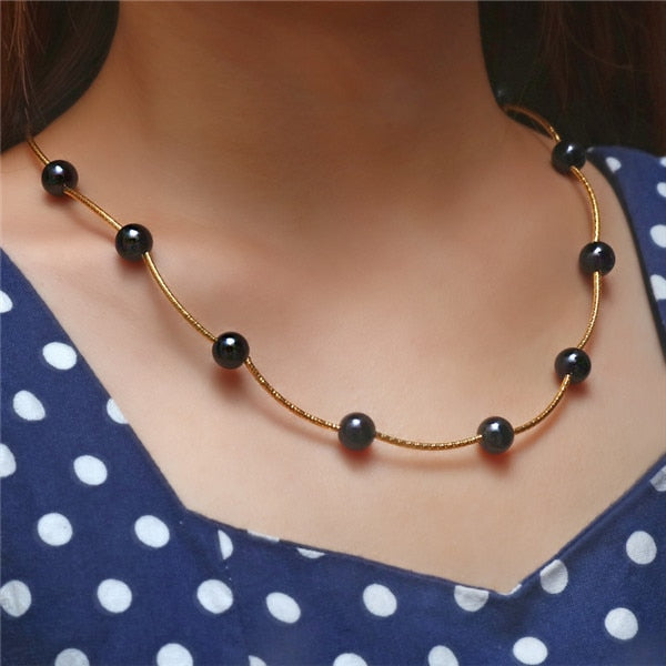 simulated pearl pendant gold choker Necklace statement jewelry for women