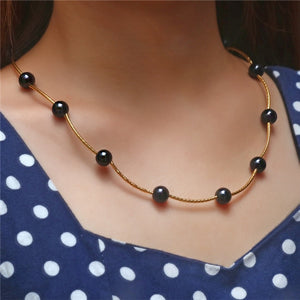 simulated pearl pendant gold choker Necklace statement jewelry for women