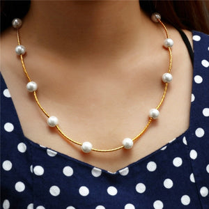 simulated pearl pendant gold choker Necklace statement jewelry for women