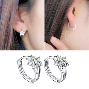 Luxury New 2019 Stud Earrings 925 Sterling Crystal Zircon Row Silver Huggie Earrings For Women Female Brincos oorbellen