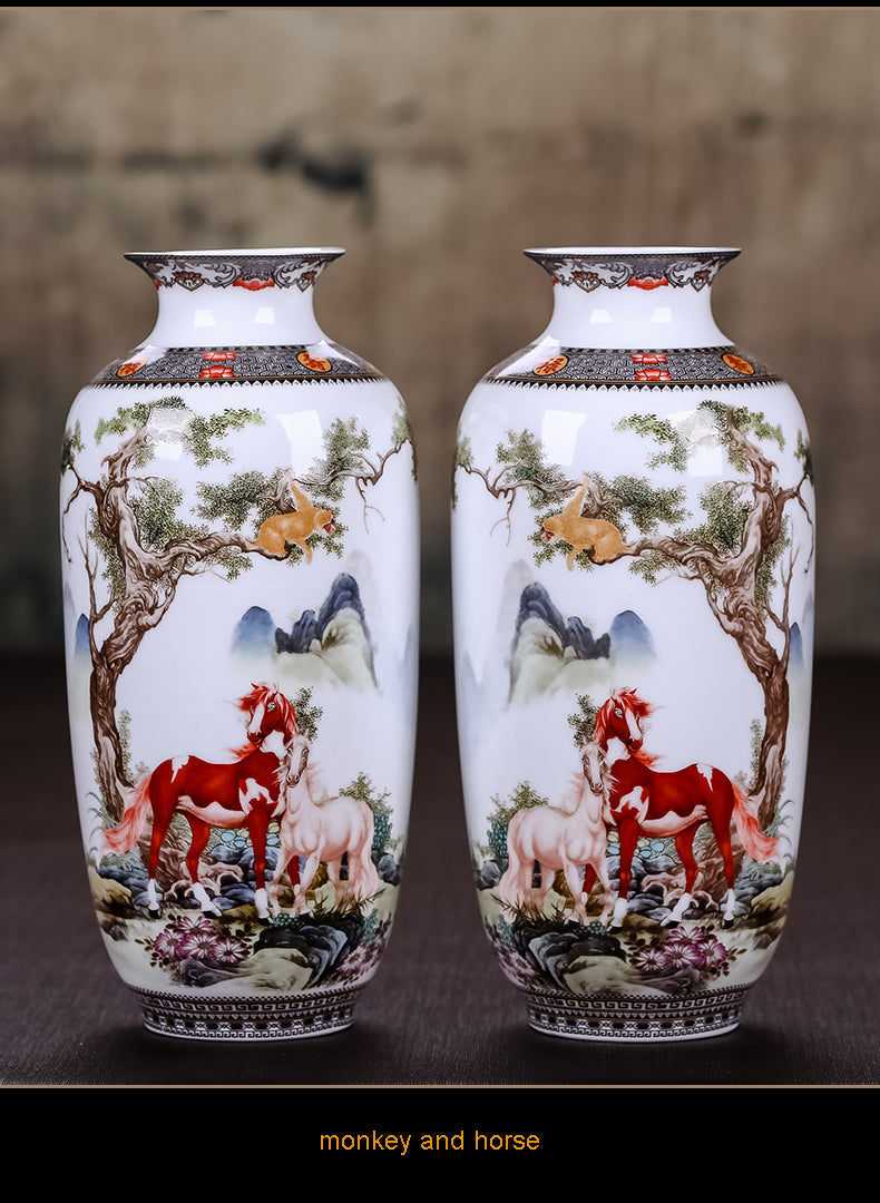 Ceramic Vase Vintage Chinese Style Animal Vase Fine Smooth Surface Home Decoration Furnishing Articles
