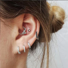 Load image into Gallery viewer, Luxury New 2019 Stud Earrings 925 Sterling Crystal Zircon Row Silver Huggie Earrings For Women Female Brincos oorbellen