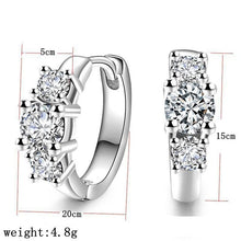 Load image into Gallery viewer, Luxury New 2019 Stud Earrings 925 Sterling Crystal Zircon Row Silver Huggie Earrings For Women Female Brincos oorbellen