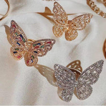 Load image into Gallery viewer, New Trendy Big Butterfly Ring Luxury Rhinestone Crystal Finger Rings Engagement Wedding Party Female Rings Animal Jewelry R01851