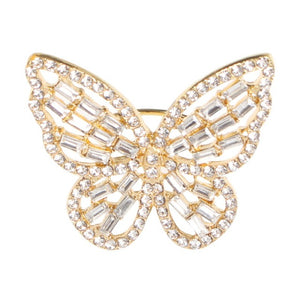 New Trendy Big Butterfly Ring Luxury Rhinestone Crystal Finger Rings Engagement Wedding Party Female Rings Animal Jewelry R01851