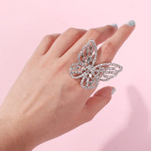 Load image into Gallery viewer, New Trendy Big Butterfly Ring Luxury Rhinestone Crystal Finger Rings Engagement Wedding Party Female Rings Animal Jewelry R01851