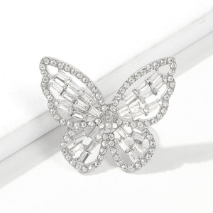 New Trendy Big Butterfly Ring Luxury Rhinestone Crystal Finger Rings Engagement Wedding Party Female Rings Animal Jewelry R01851