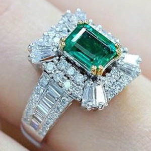 Luxury Silver Big Square Rings for Women Jewelry Wedding Crystal Zircon Anel Engagement Anillos Statement Ring Gifts Y35